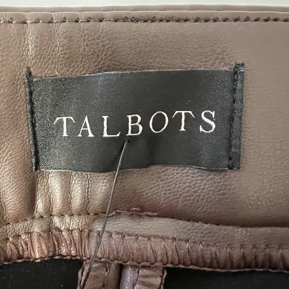 Talbots Womens Petite Portland Faux Leather Legging Pants Espresso Brown size 6P - Picture 9 of 13